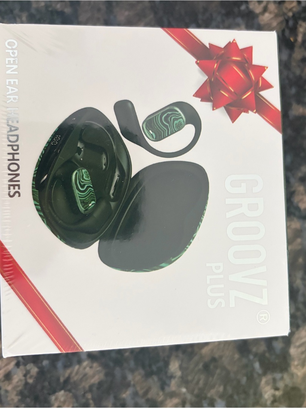 Groovz Plus Open Ear Headphones - Black with Green Swirl Accent